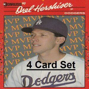 Orel Hershiser - Los Angeles Dodgers MLB Card Collection - 4 Card Set